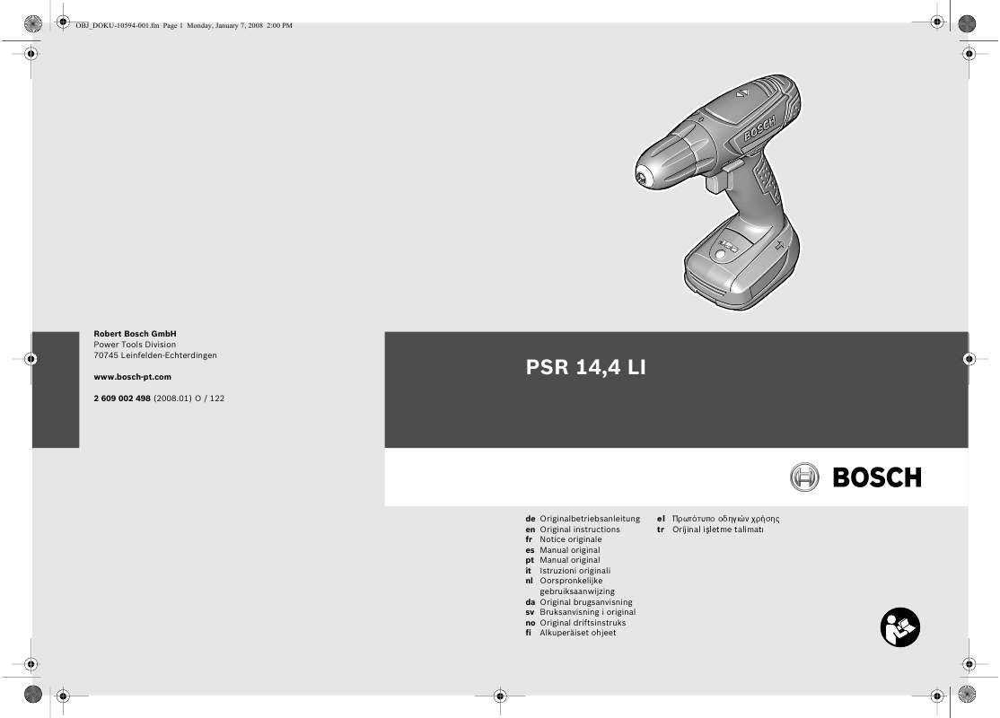 Notice Bosch Psr Li Perceuse Trouver Une Solution Un Probl Me